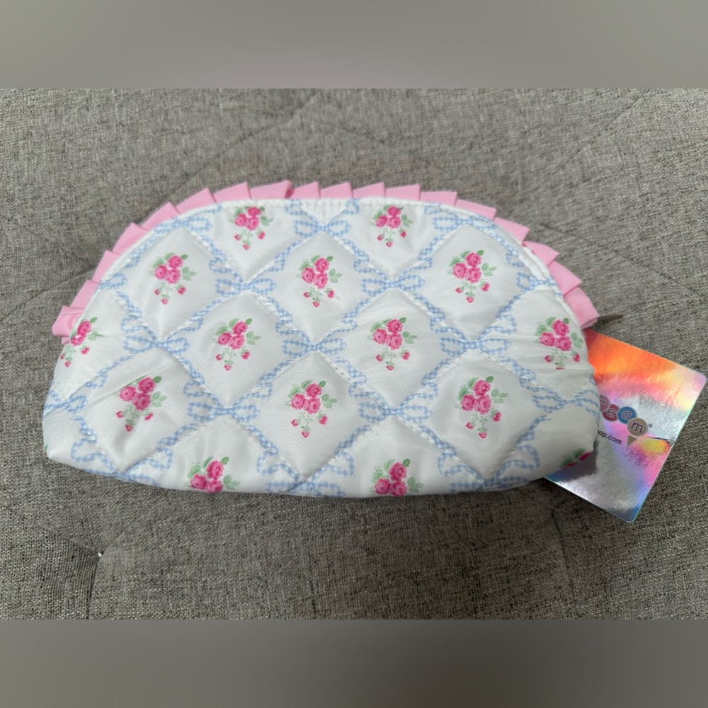NWT ISCREAM DITSY COSMETIC BAG PINK FLORAL QUILTED BAG